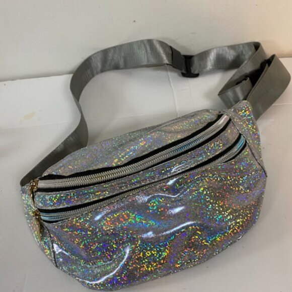 Holographic Silver Glitter Fanny Pack Waist Bag - Picture 2 of 6